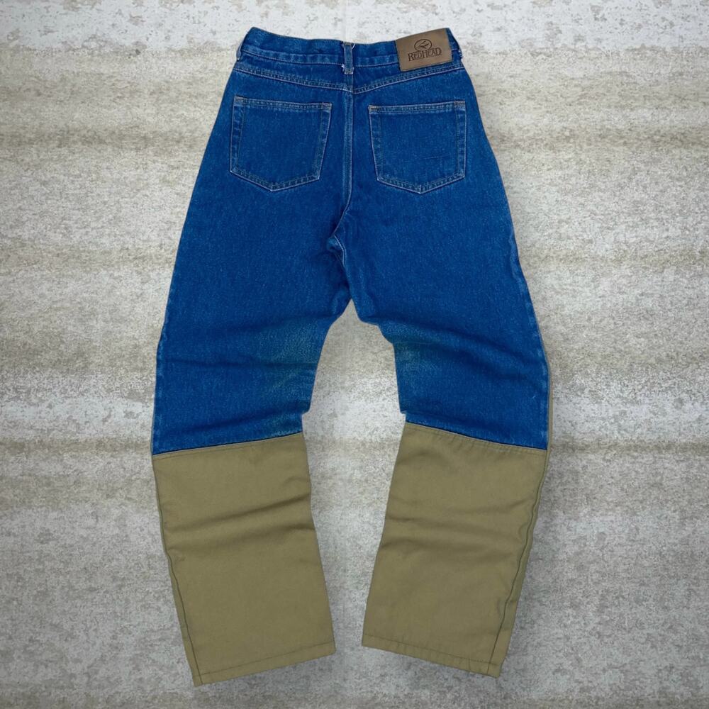 Vintage Y2K Redhead Jeans Youth 14 Baggy Wide Medium Wash Canvas Double Knees